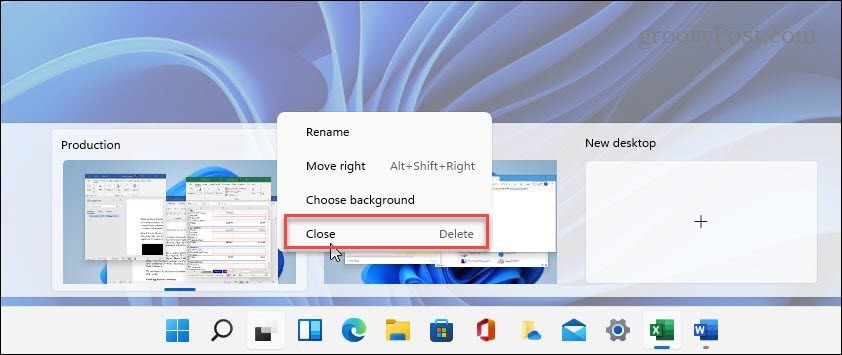 أغلق Virtual Desktop Windows 11