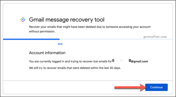 استعادة رسائل البريد الإلكتروني في Gmail من خلال نموذج دعم