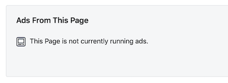 رسالة "هذه الصفحة لا تعمل حاليًا أي إعلانات" لصفحة Facebook