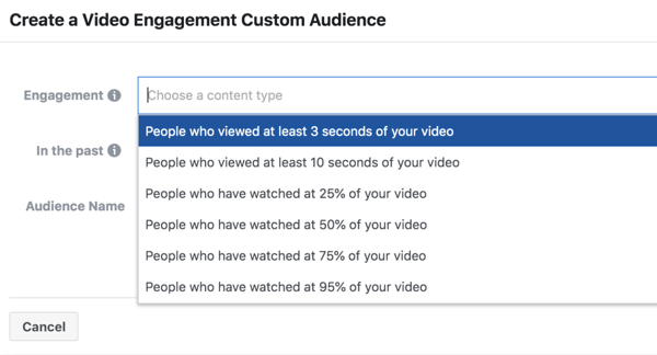 Facebook ThruPlay Optimization جمهور مخصص لإعلانات الفيديو.