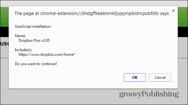 Dropbox هيكل شجرة الكروم تثبيت البرنامج النصي