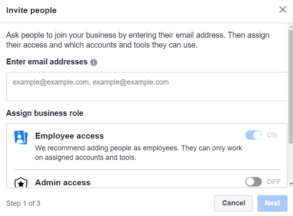 استخدم Facebook Business Manager ، الخطوة 3.