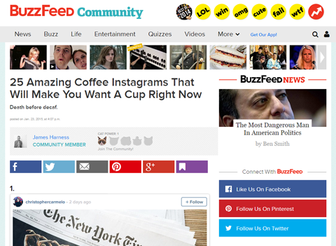 أزرار المشاركة buzzfeed