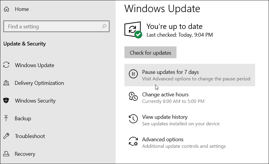 قم بإيقاف تحديثات Windows 10 مؤقتًا