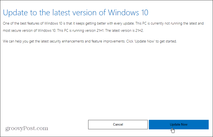 التحديث إلى أحدث إصدار من Windows 10