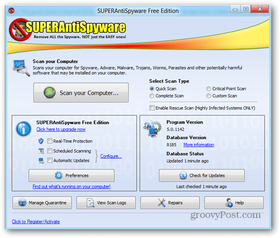 SuperAntiSpyware هي أداة Awsome لمكافحة البرامج الضارة