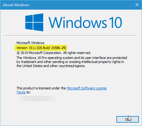 إصدار Windows 10 رقم 10586.29