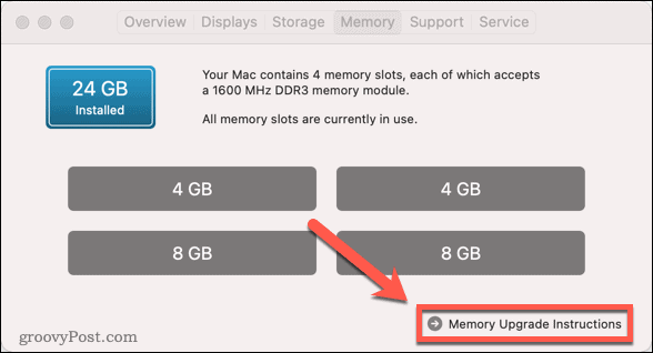 تعليمات ترقية ذاكرة الوصول العشوائي mac