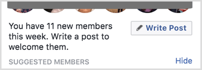 اكتب منشورًا للترحيب بالأعضاء الجدد في مجموعة Facebook الخاصة بك.