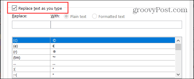 استبدل النص أثناء الكتابة في Word على Windows
