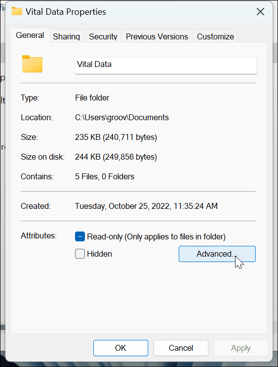 تشفير الملفات والمجلدات على نظام التشغيل Windows 11