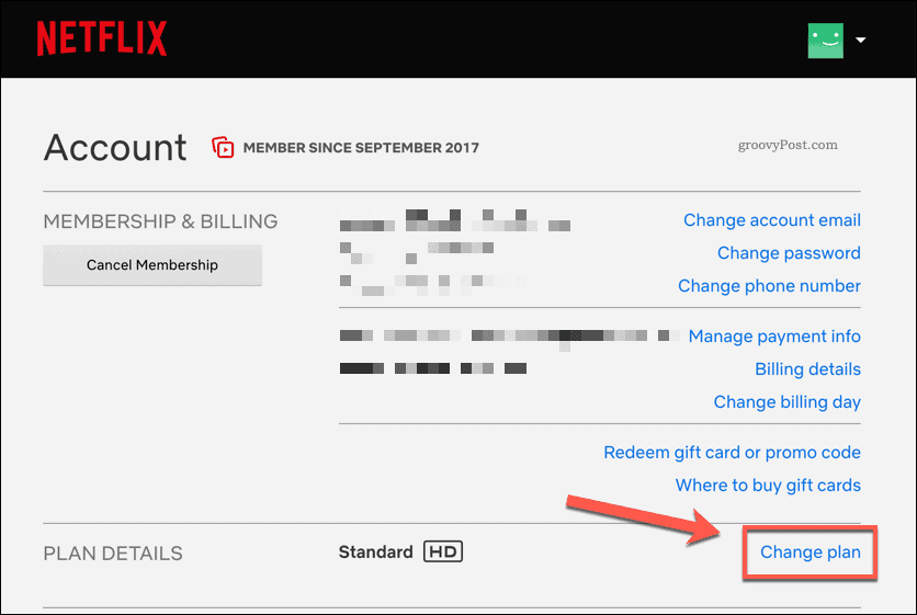 تغيير خطة اشتراك Netflix