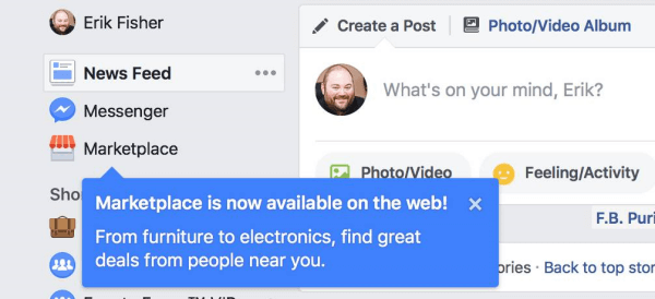 Facebook Marketplace متاح الآن على سطح المكتب.