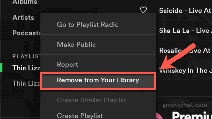 إزالة قائمة تشغيل قديمة من Spotify