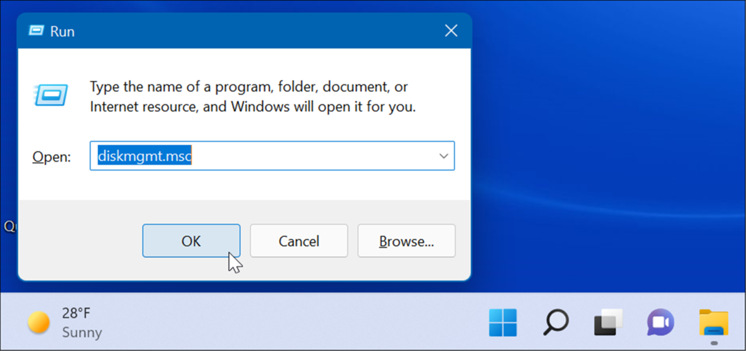 قم بتشغيل إدارة القرص المفتوح على نظام التشغيل windows 11