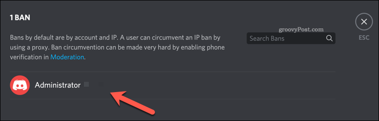 إزالة حظر مستخدم Discord