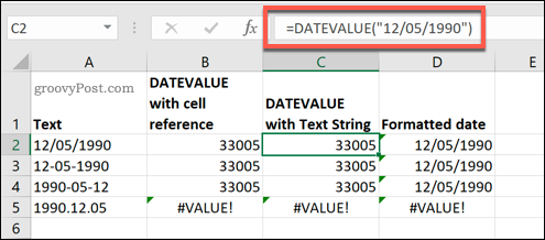 تستخدم الدالة DATEVALUE في Microsoft Excel