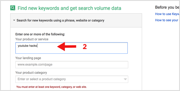 Google Keyword Planner ابحث عن كلمات رئيسية جديدة