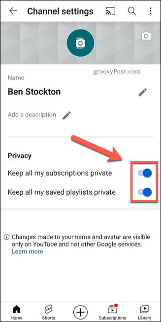 تمكين إعدادات الخصوصية على YouTube