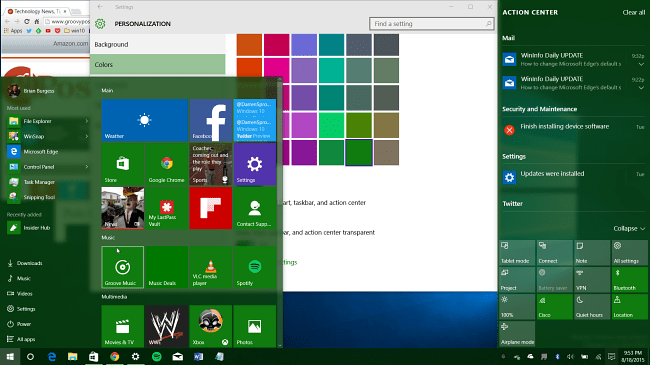 نظرة على خيارات الألوان الجديدة القادمة إلى Windows 10