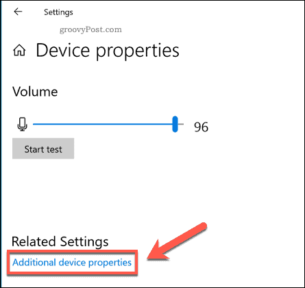إعدادات Windows خيار خصائص الأجهزة الإضافية