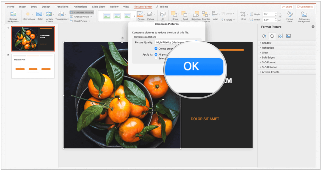 ضغط تحديد PowerPoint Mac