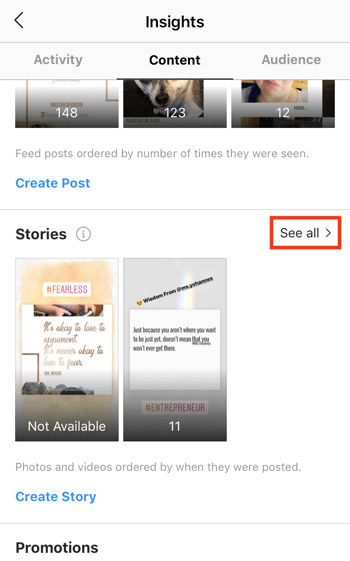 عرض بيانات عائد الاستثمار لقصص Instagram ، الخطوة 3.