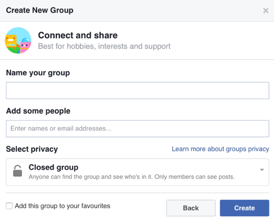 املأ المعلومات حول مجموعة Facebook الخاصة بك وأضف أعضاء.