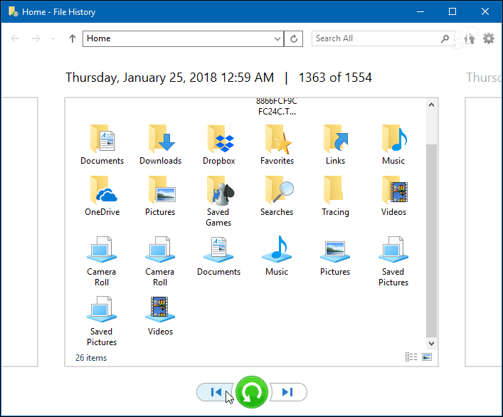 محفوظات ملفات Windows 10