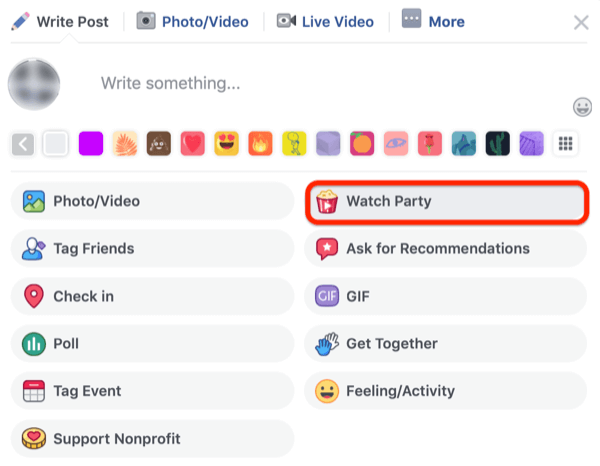 الخطوة 1 لمعرفة كيفية بدء Facebook Watch Party في مجموعة Facebook