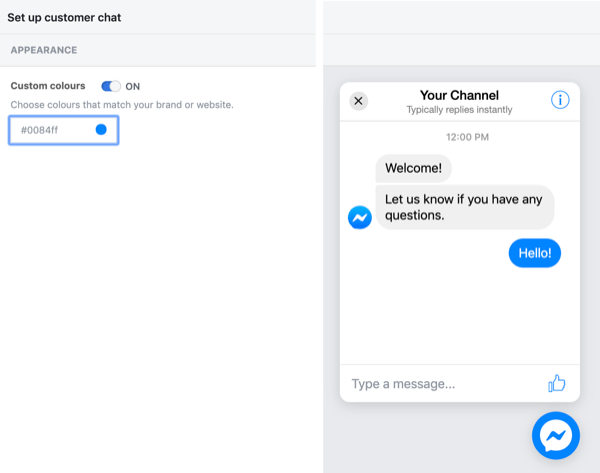قم بإعداد Facebook Customer Chat ، الخطوة 3.