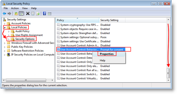 تعيين سلوك حساب المستخدم لنظام التحكم في حساب المستخدم (UAC) لنظام التشغيل Windows Vista