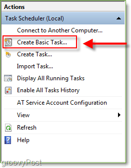 لقطة الشاشة: Windows 7 Task Scheduler إنشاء مهمة أساسية