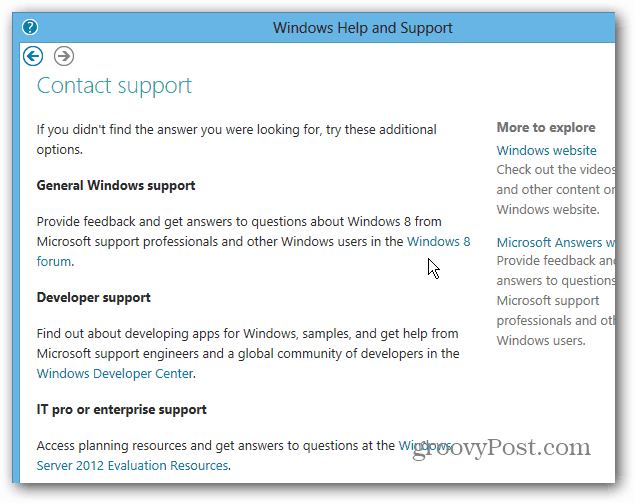 اتصل بمنتديات دعم Windows 8