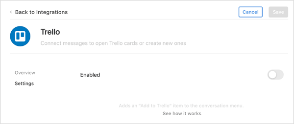 قم بتثبيت تكامل Trello في تطبيق Front.