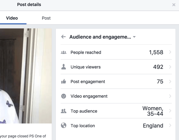 يعرض Facebook إحصائيات تفاعل منفصلة للمنشور والفيديو.