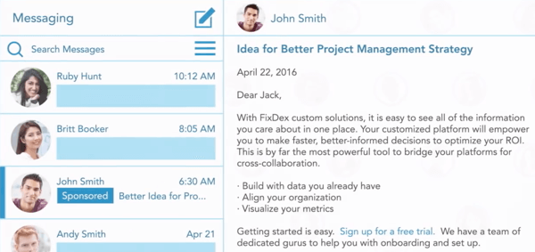 كيفية إنشاء إعلانات قائمة على الأهداف على LinkedIn ، نموذج إعلان InMail برعاية John Smith