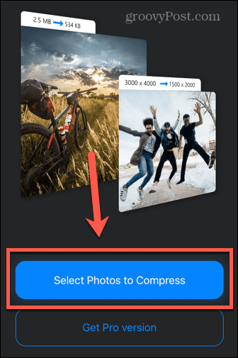 ضغط تطبيق الصور حدد الصور