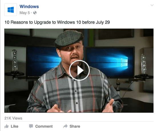 windows facebook video