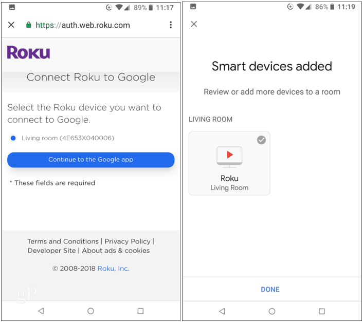 ربط Roku بـ Google Home