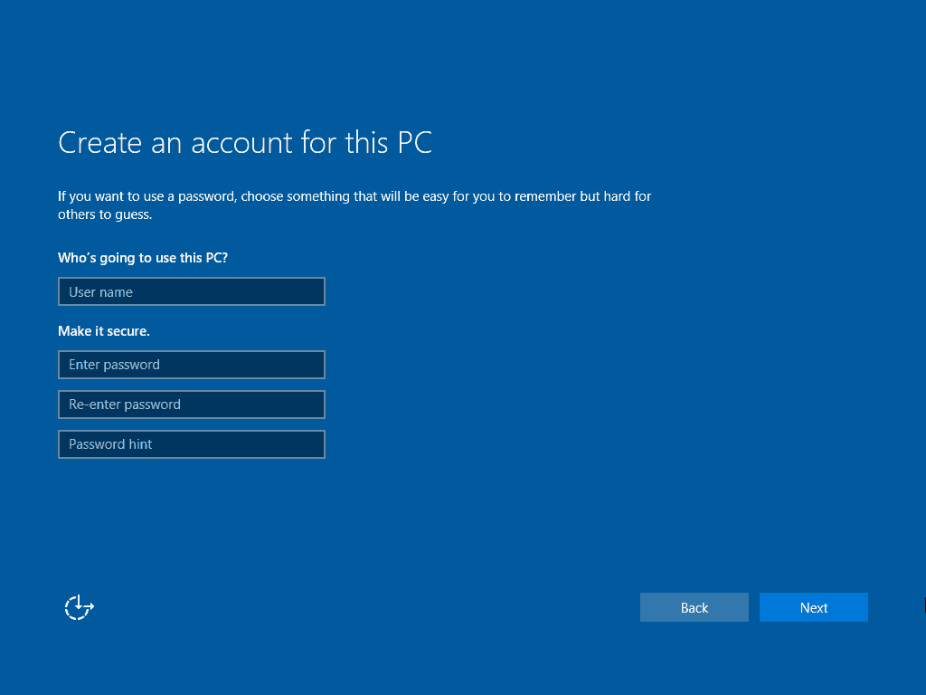 15 شاشة حساب جديدة Windows 10 Clean Install