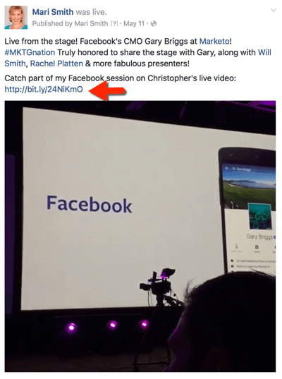 الفيسبوك المشاركة الحية