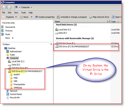 مثال على MagicISO Virtual Drive ISO Mount على نظام التشغيل Windows Server 2008