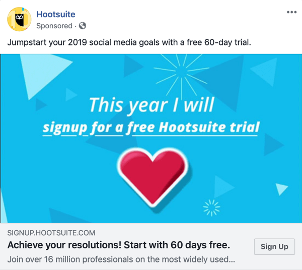 تقنيات إعلانات Facebook التي تحقق النتائج ، على سبيل المثال من خلال Hootsuite التي تقدم نسخة تجريبية مجانية