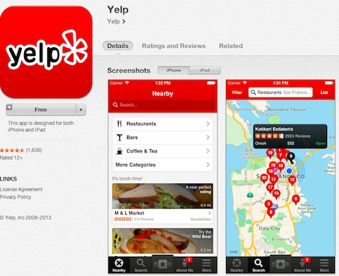 تطبيق yelp