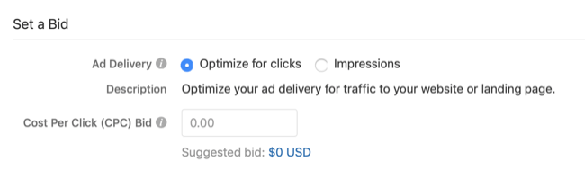 إعدادات عروض الأسعار للحملة الإعلانية Quora