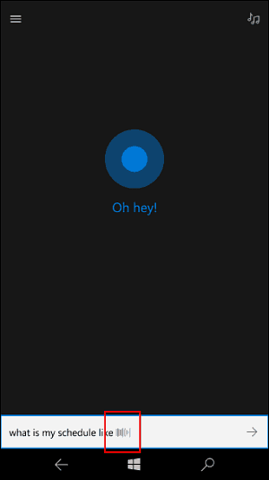 الاستماع Cortana الرسوم المتحركة