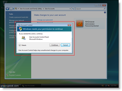 موجه Windows Vista UAC للوصول