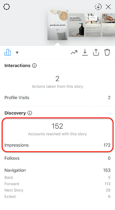 تظهر بيانات قصص instagram عدد مرات الظهور التي تلقتها الشريحة