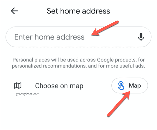 تعيين عنوان خرائط Google الرئيسية على الهاتف المحمول
